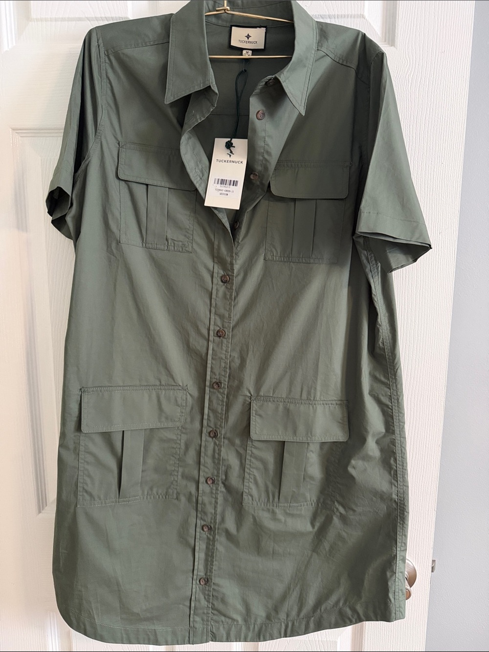 Tuckernuck Olive Green Nala Short Sleeve Utility Shirtdress NWT - Size M